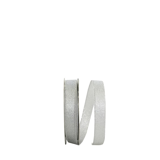 JAM Paper /8" x 25yd. Silver Woven Shimmer Wired Ribbon